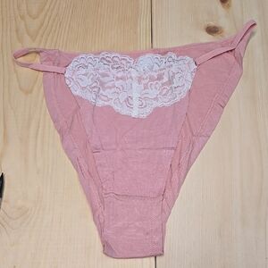 Knotty Size L Pink with White Lace Trim Panties